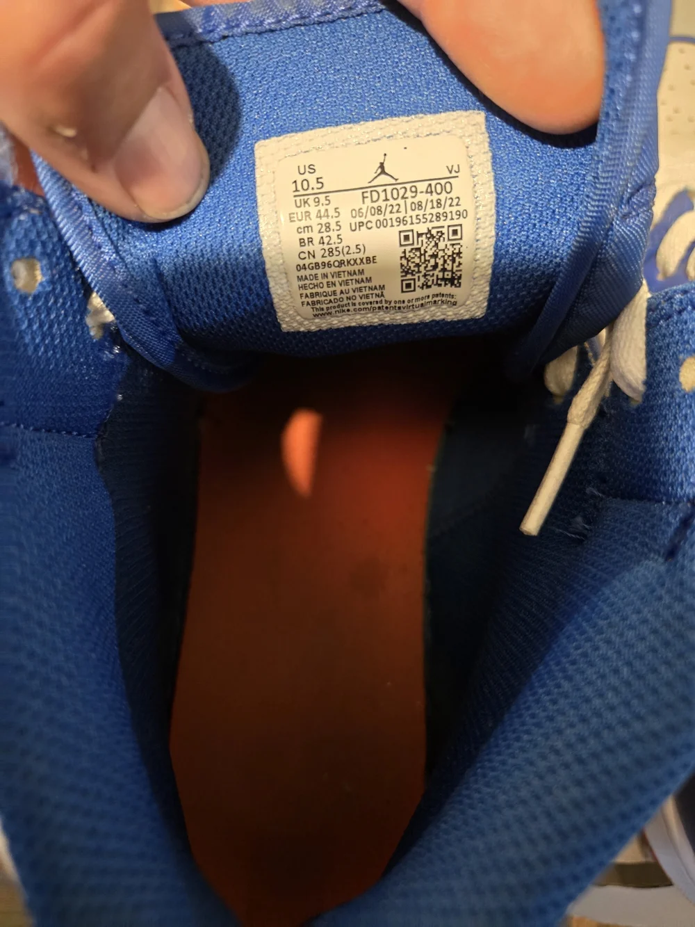 Jordan High-Top Sneakers in Blue, White & Orange
